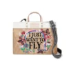 Fly Away East West Burlap Tote